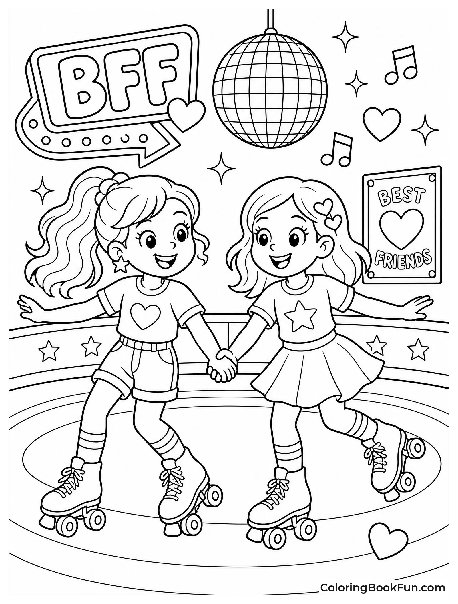 Friends Hold Hands While Skating