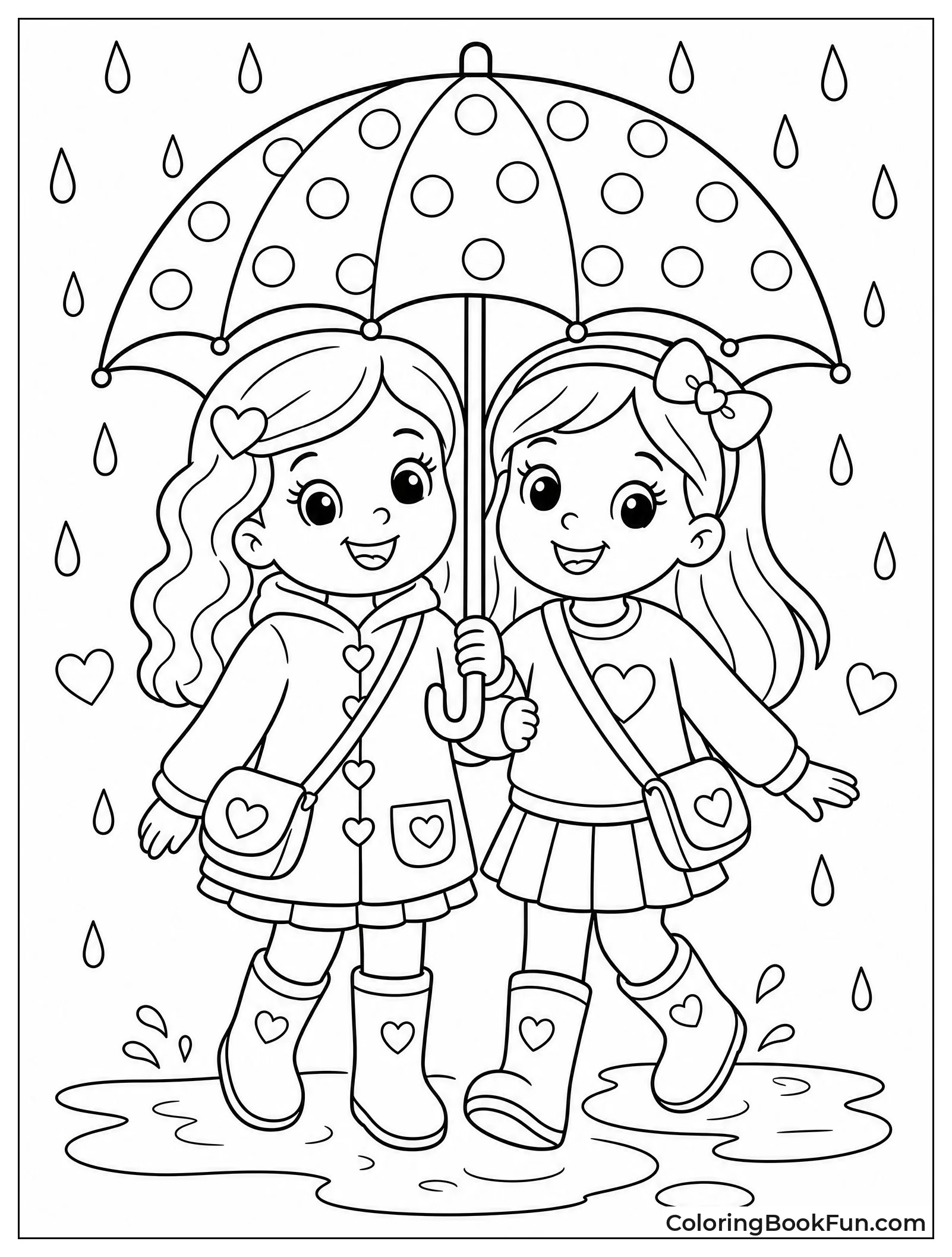 Friends Share Umbrella in Rain