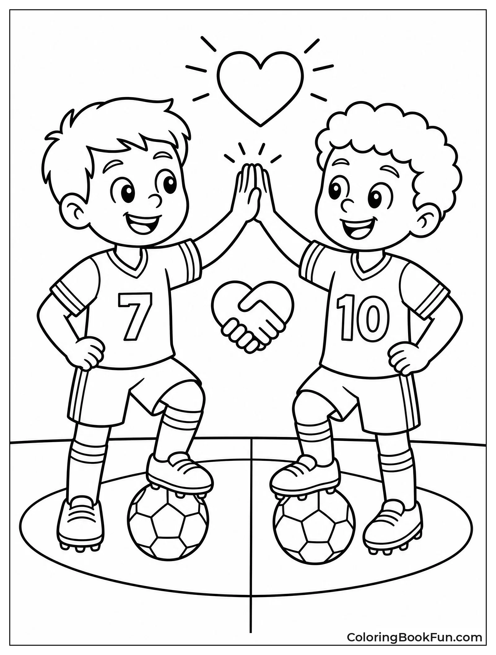 Friends Give High Five in Soccer