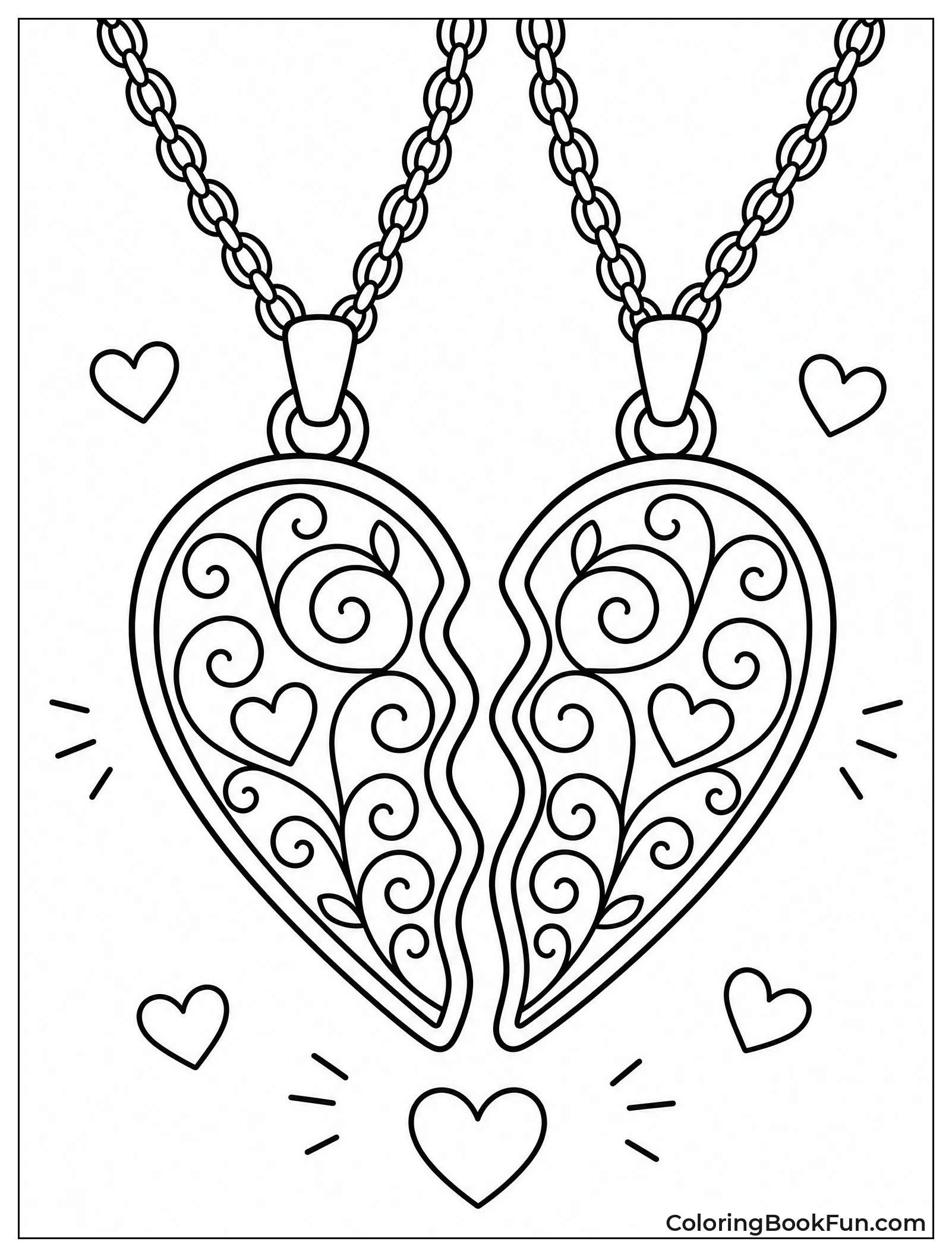 Necklaces Form Split Heart Together