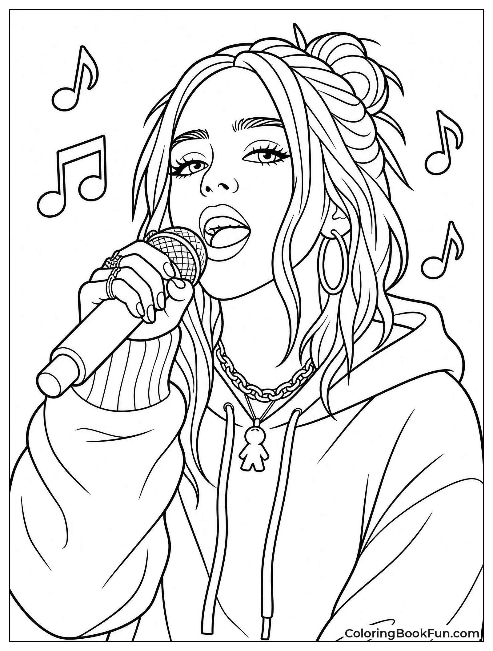 Billie Singing with Music Notes