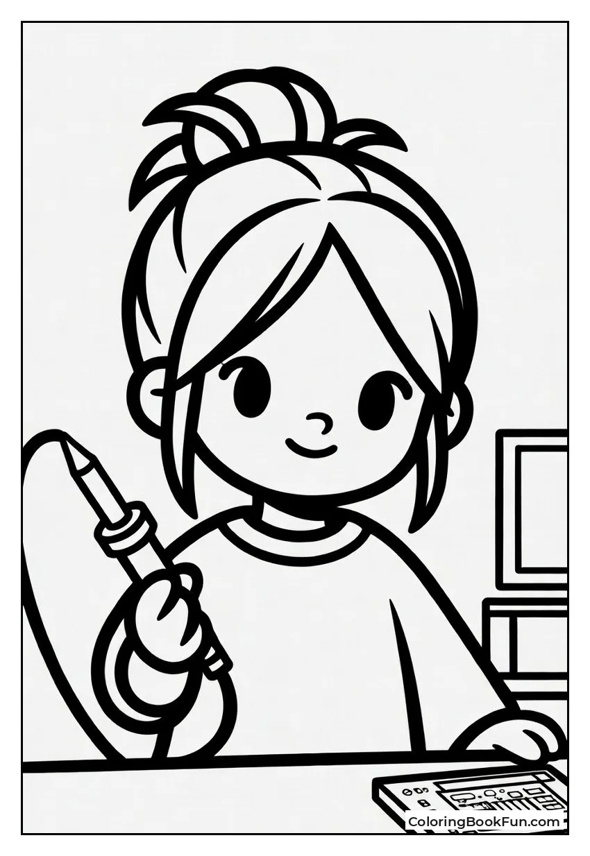Billie Holding a Soldering Iron