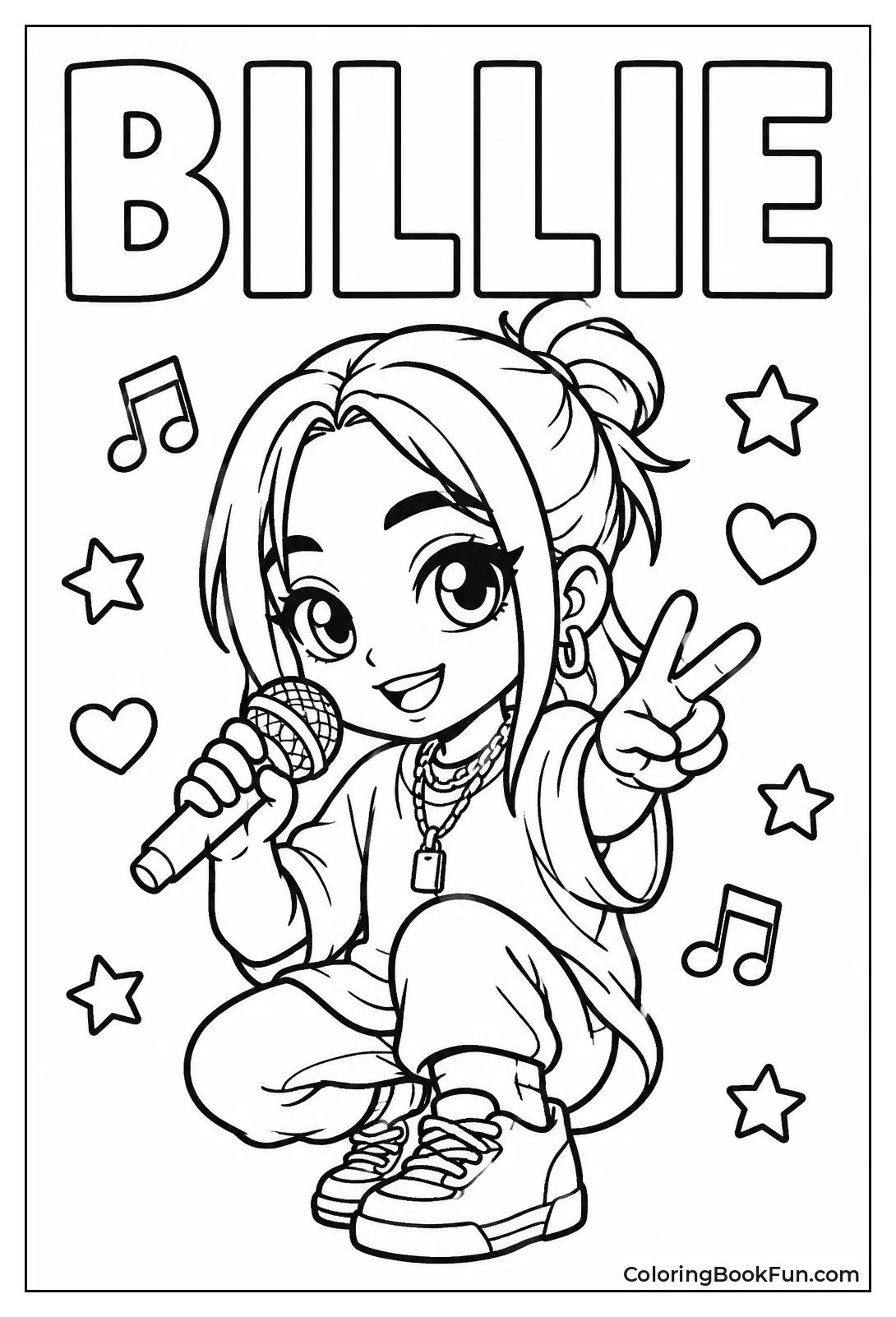 Kawaii Billie Holding a Microphone