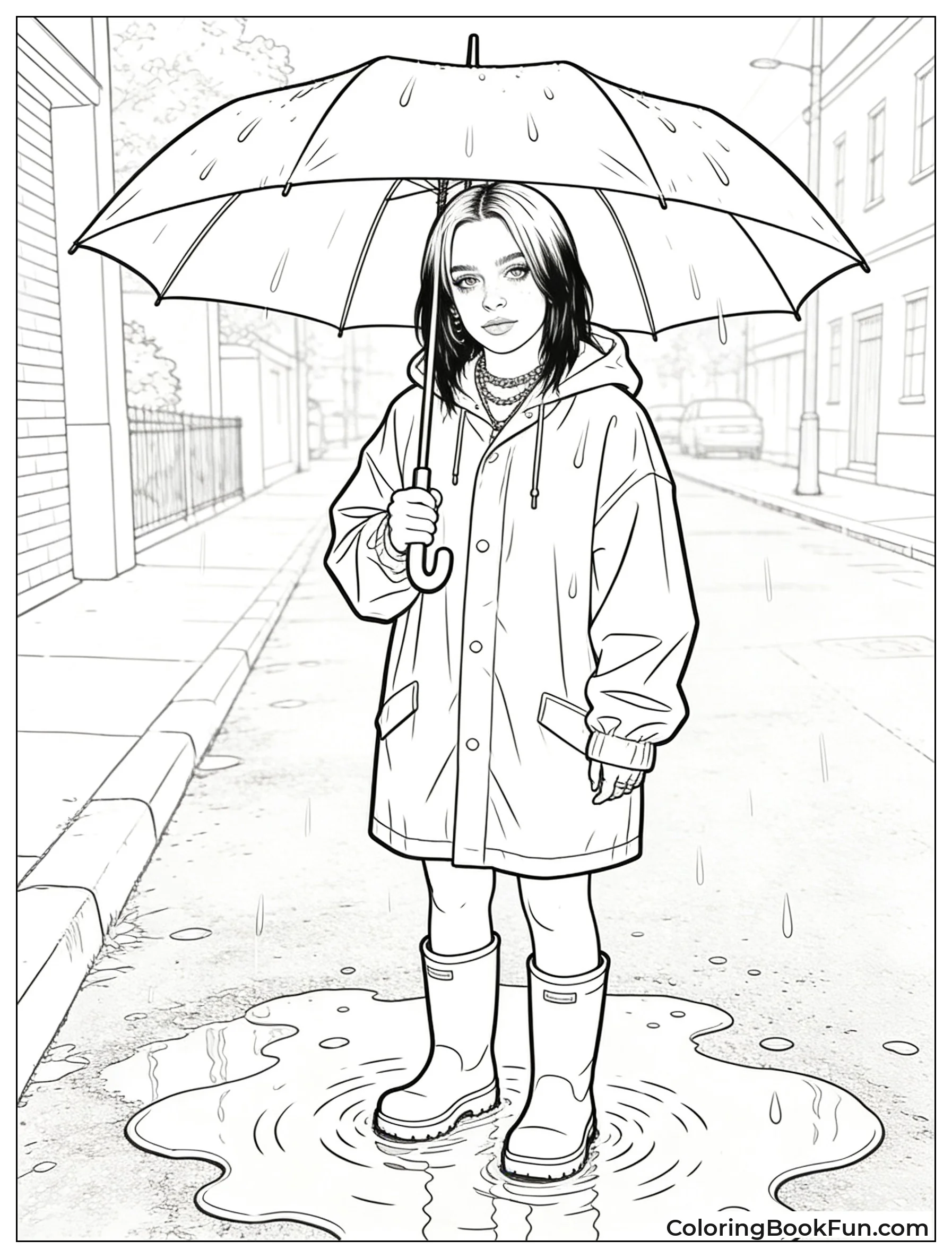 Billie Standing in Rain Puddle
