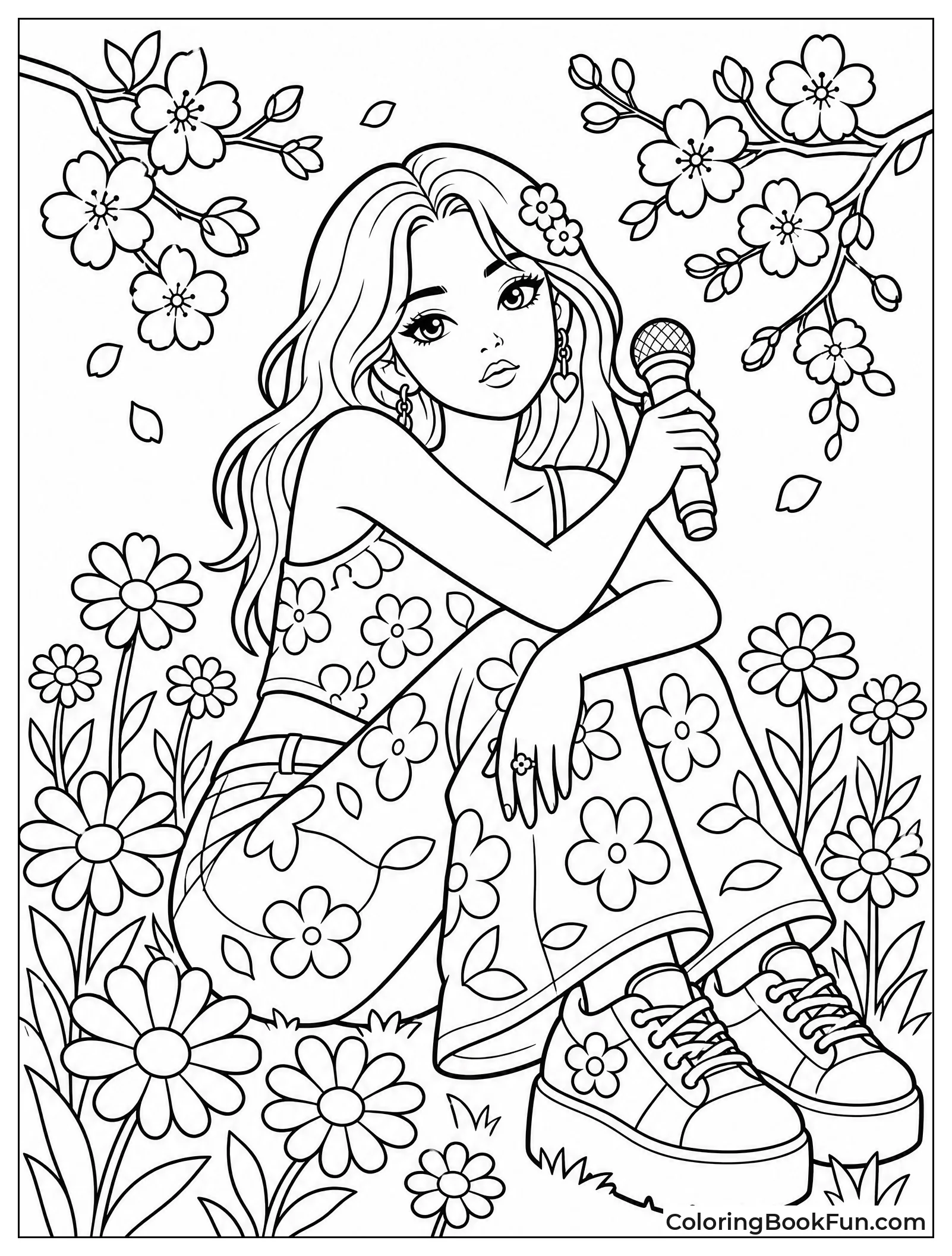 Billie Sitting in Spring Flowers