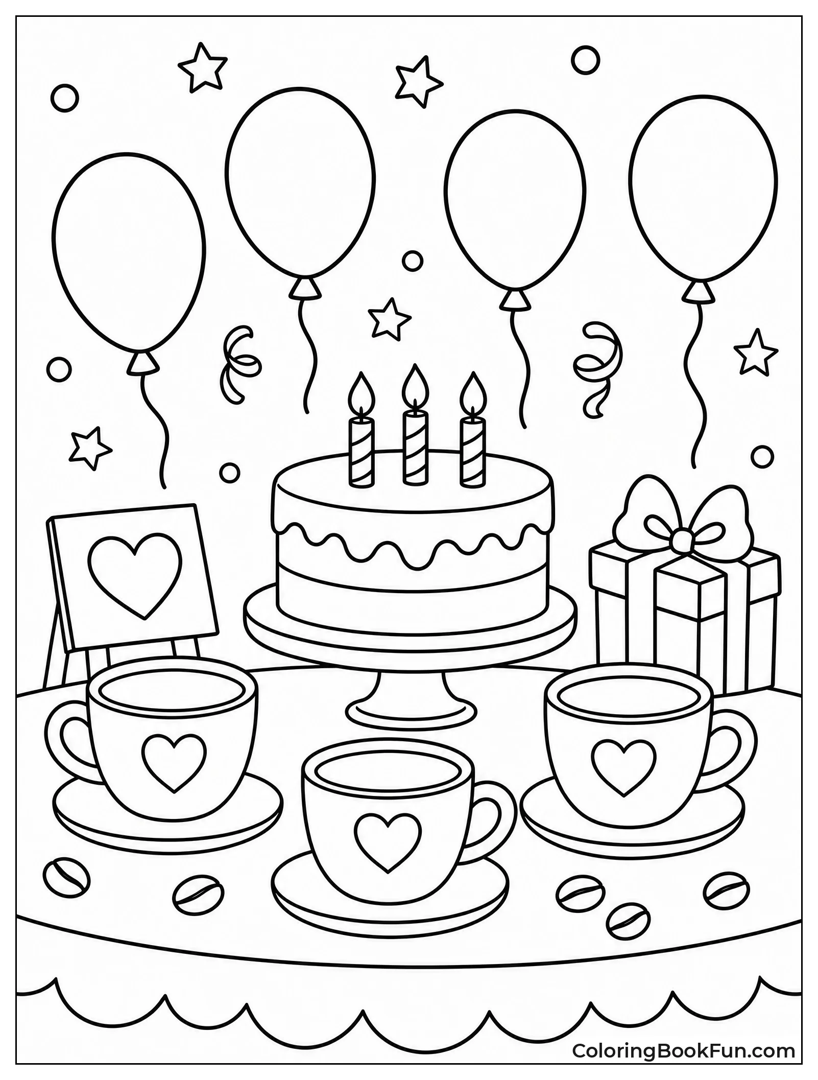 Birthday Table with Cake and Coffee