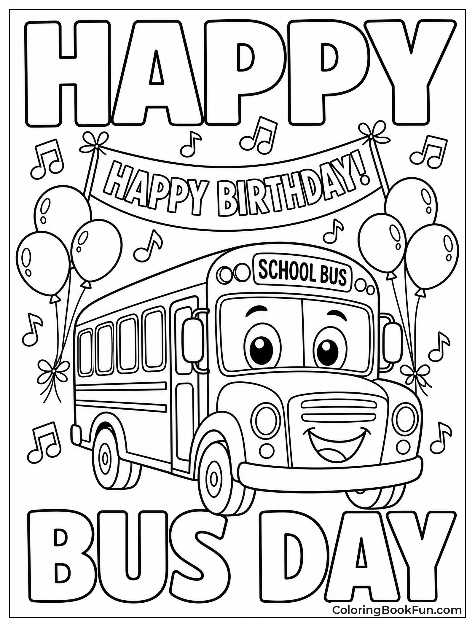 Birthday Bus With Balloons
