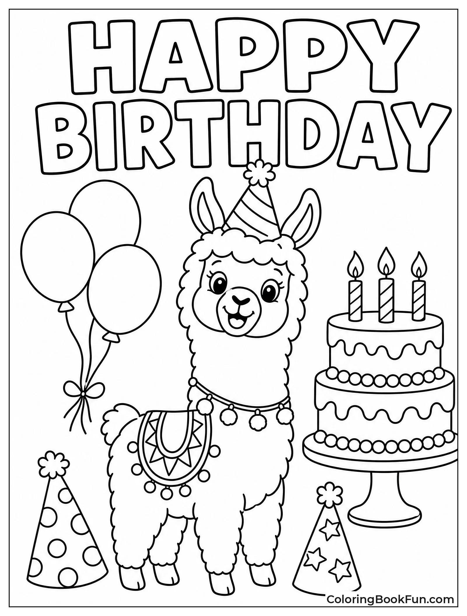 Llama Celebrating Birthday with Cake