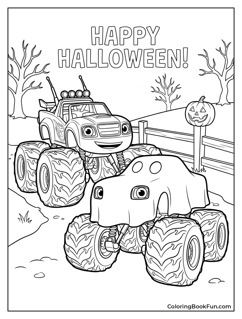 Blaze and Crusher Wear Halloween Costumes
