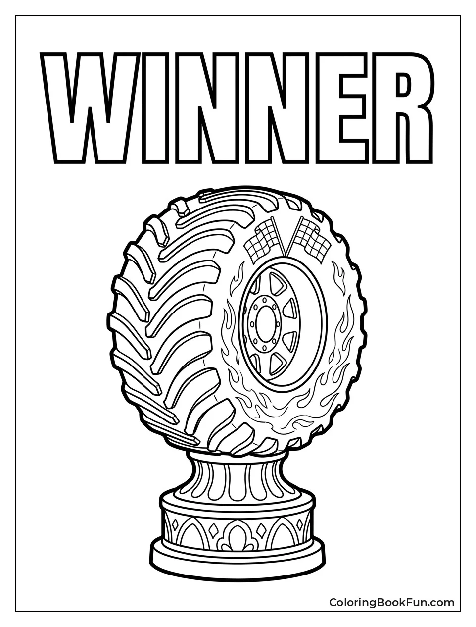 Golden Tire Trophy on Pedestal