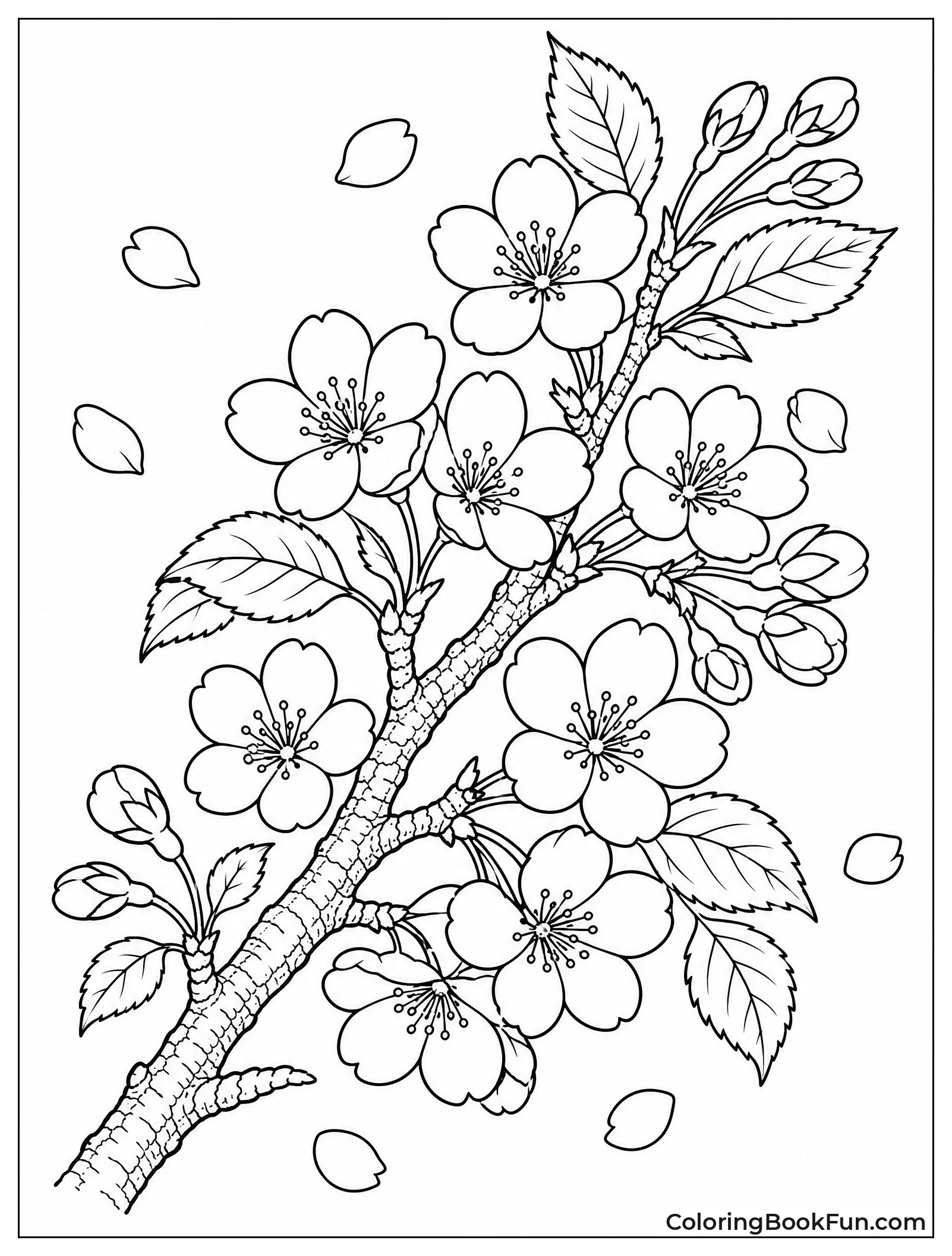 Realistic Cherry Blossom Branch