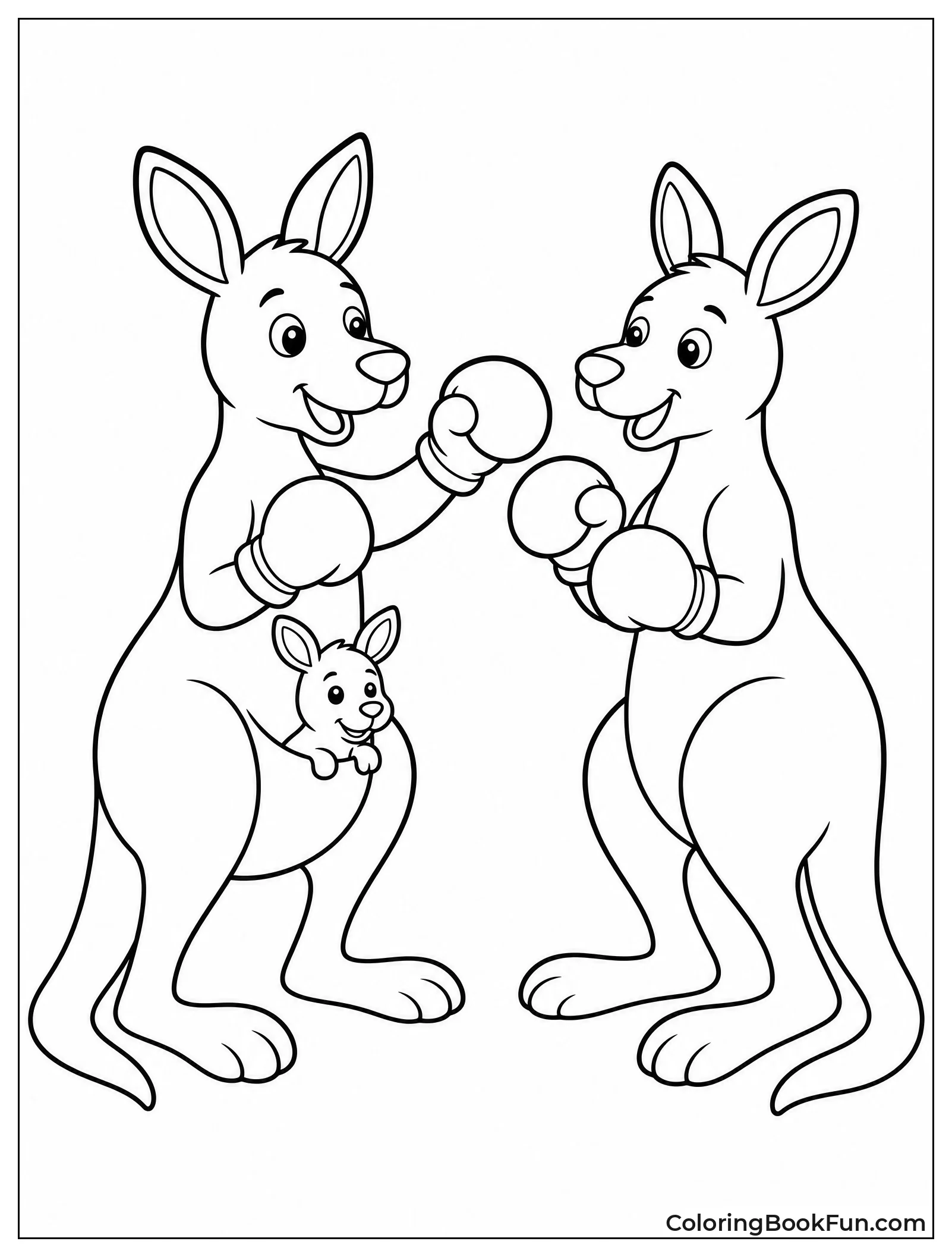 Two Kangaroos Boxing for Fun