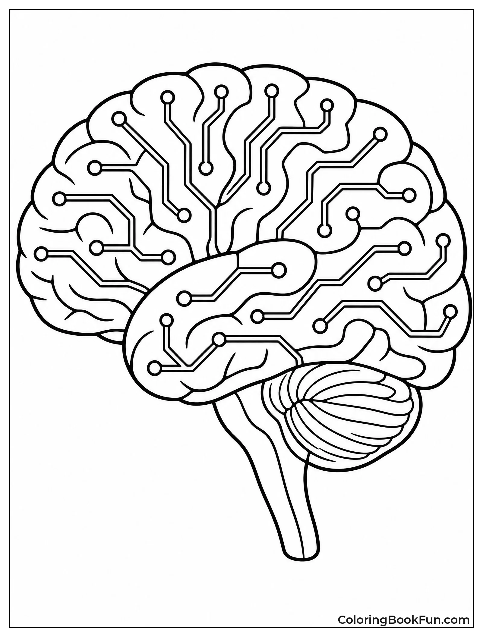 Brain with Digital Circuit Lines