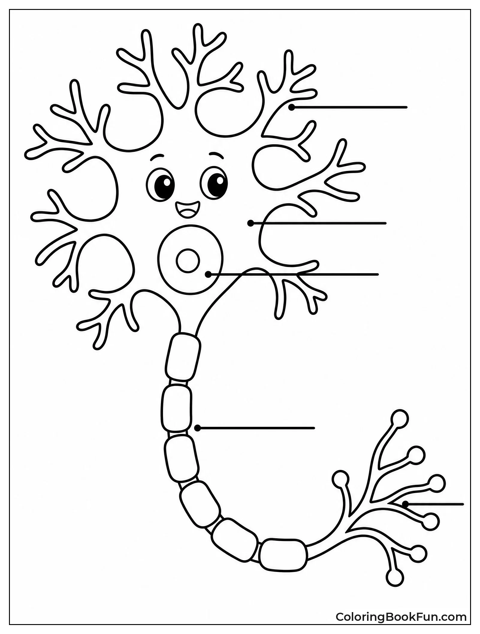 Cute Neuron with Dendrites and Axon