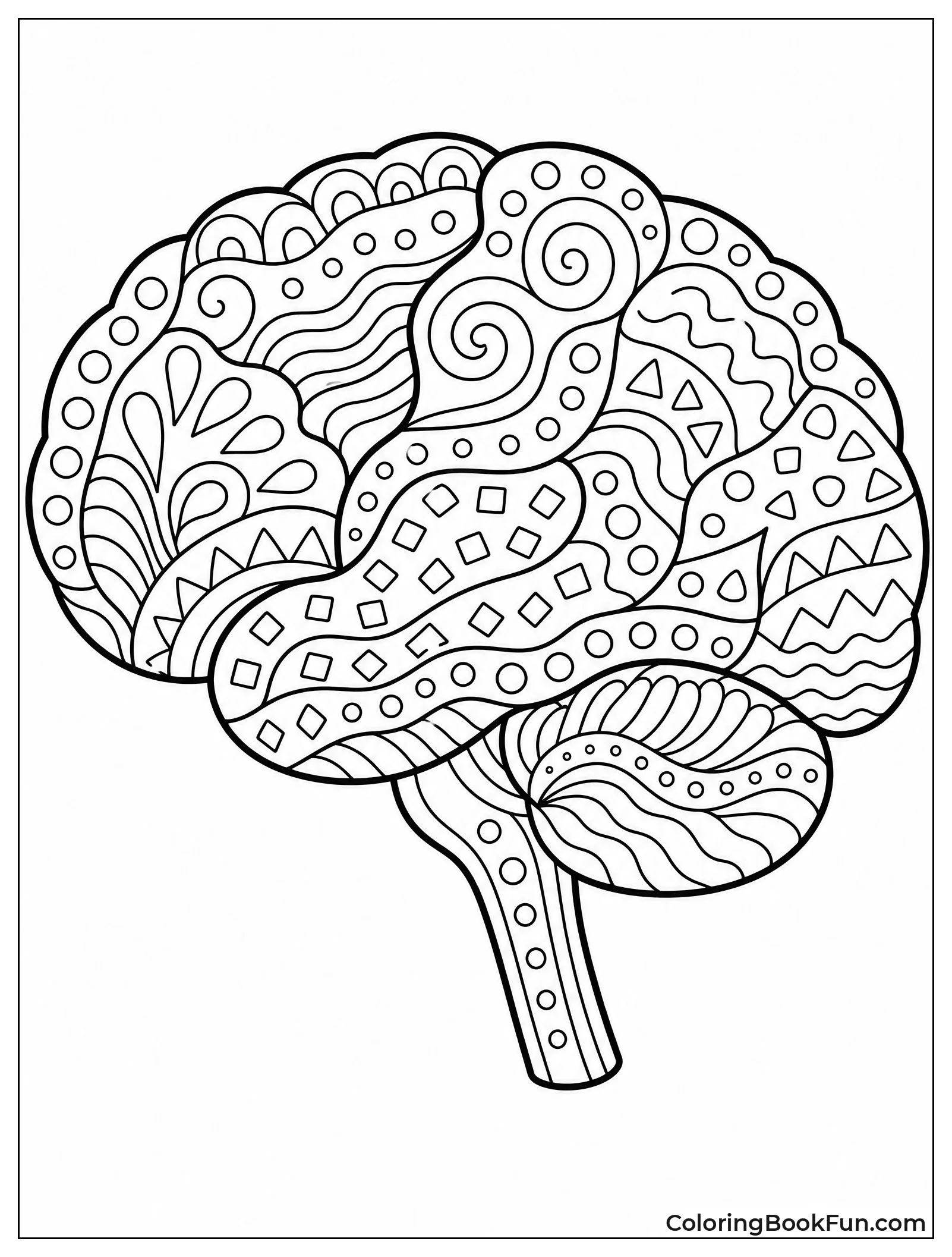 Brain Filled with Swirls and Patterns