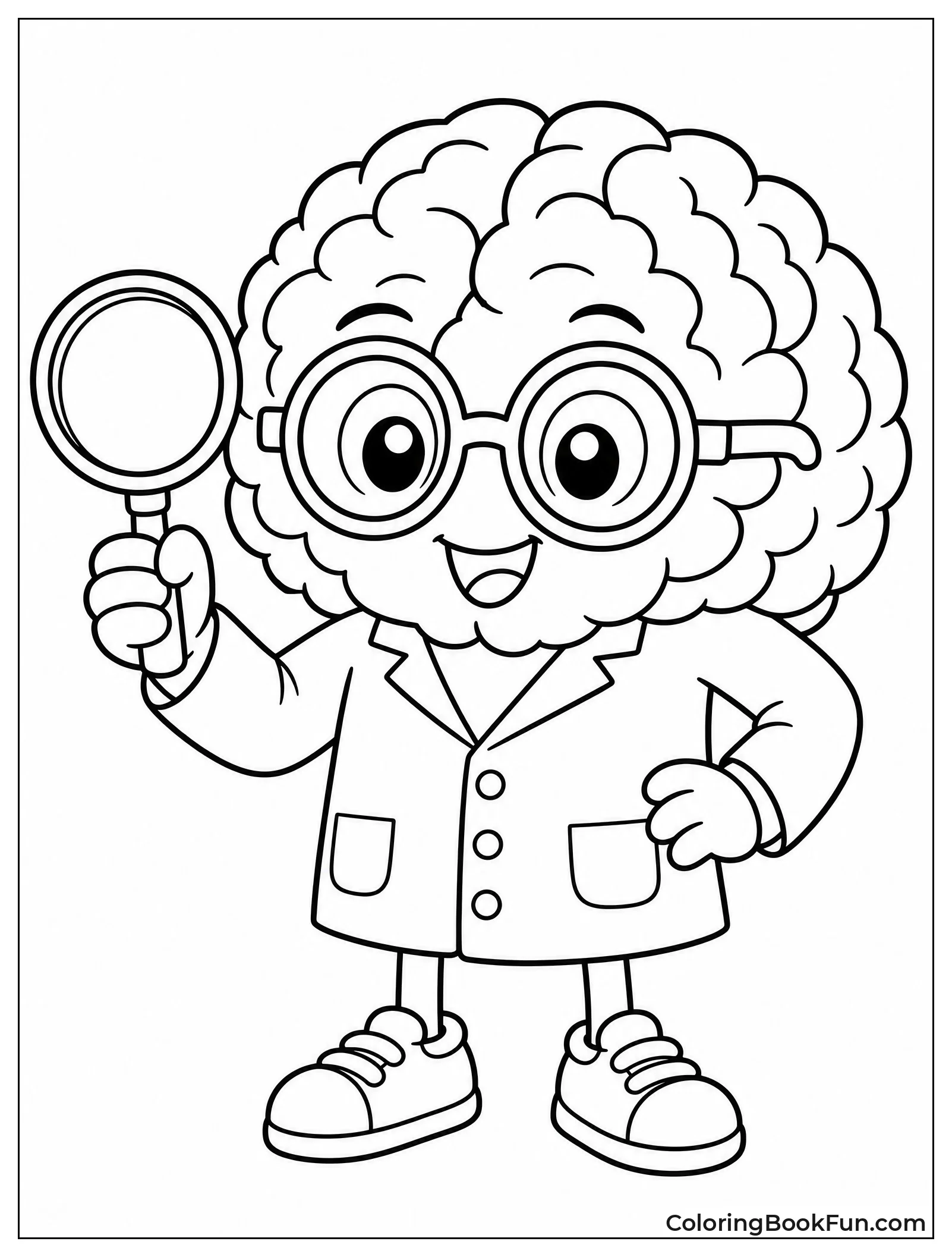 Brain Scientist with Magnifying Glass