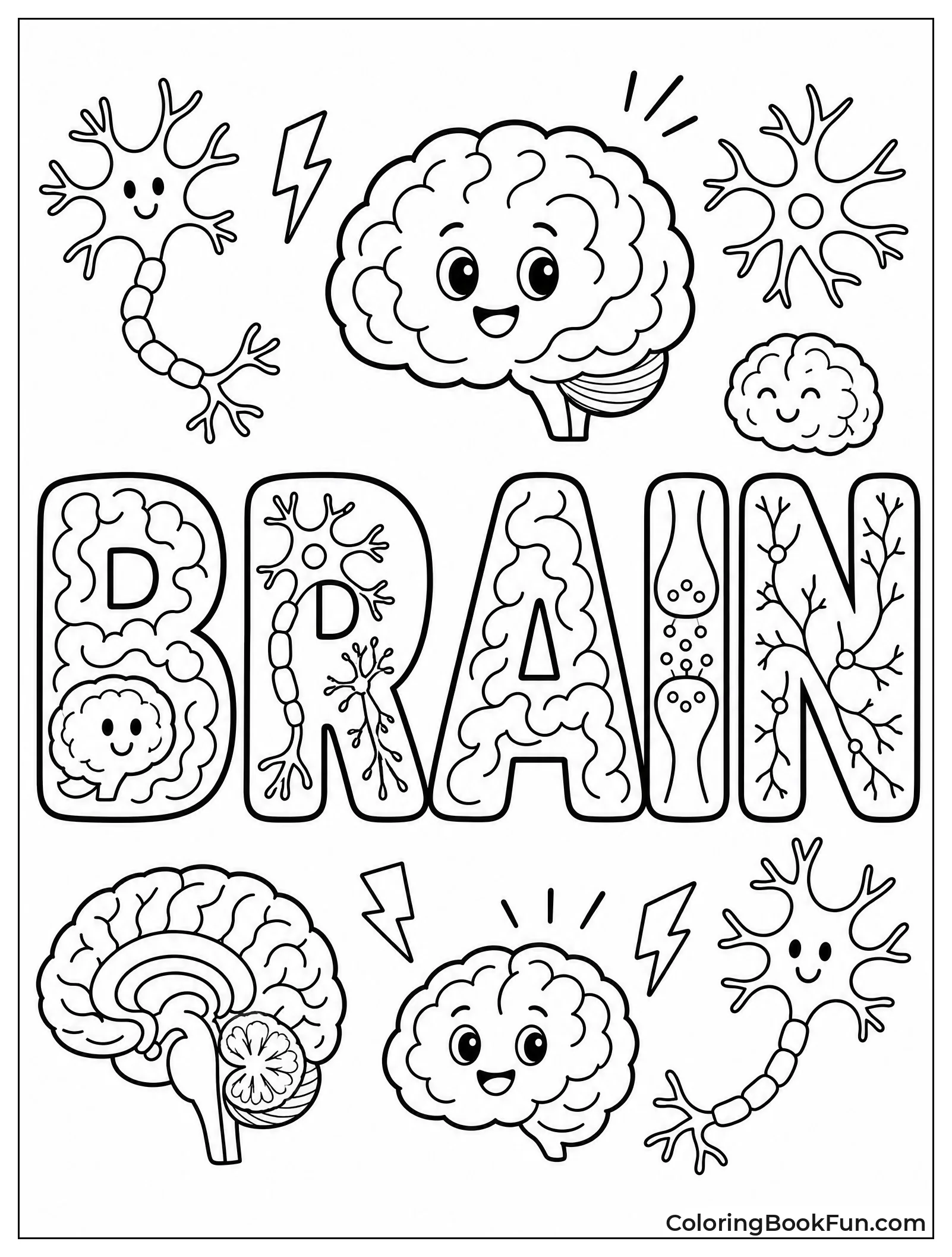 Brain Word in Bubble Letters