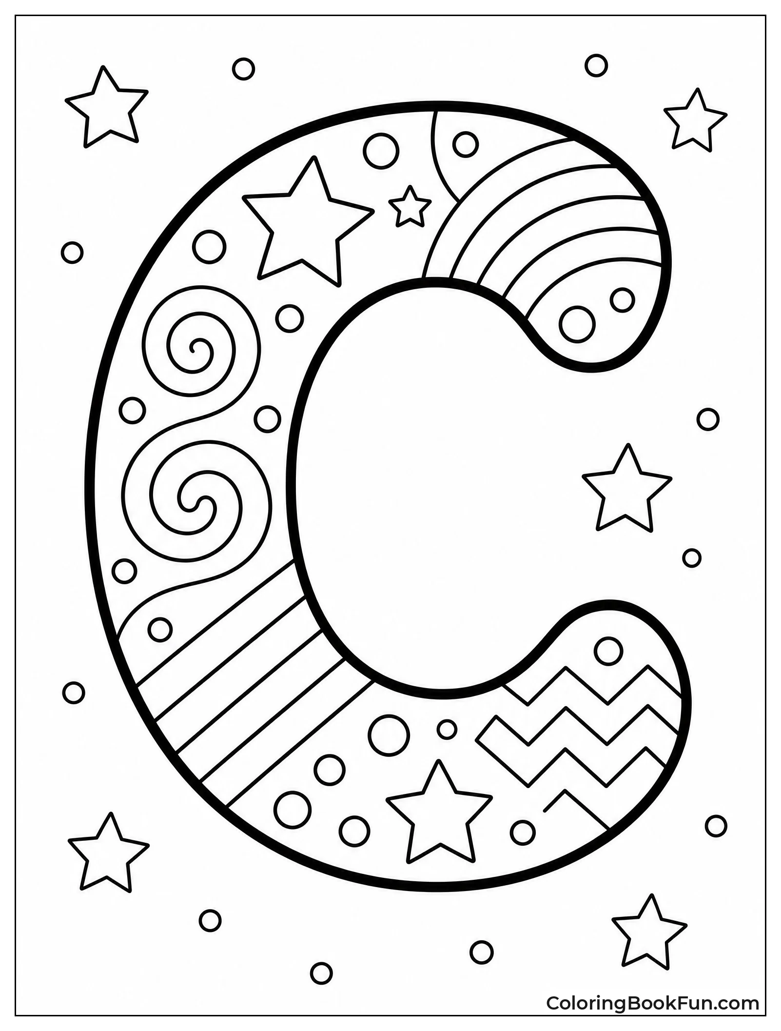 Playful Bubble Letter C to Color