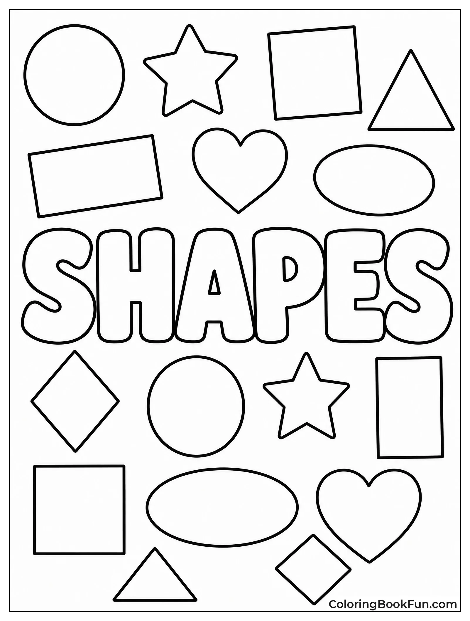 Shapes Floating Around Bubble Word