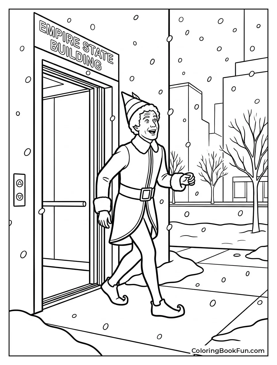 Buddy Arriving in Snowy New York