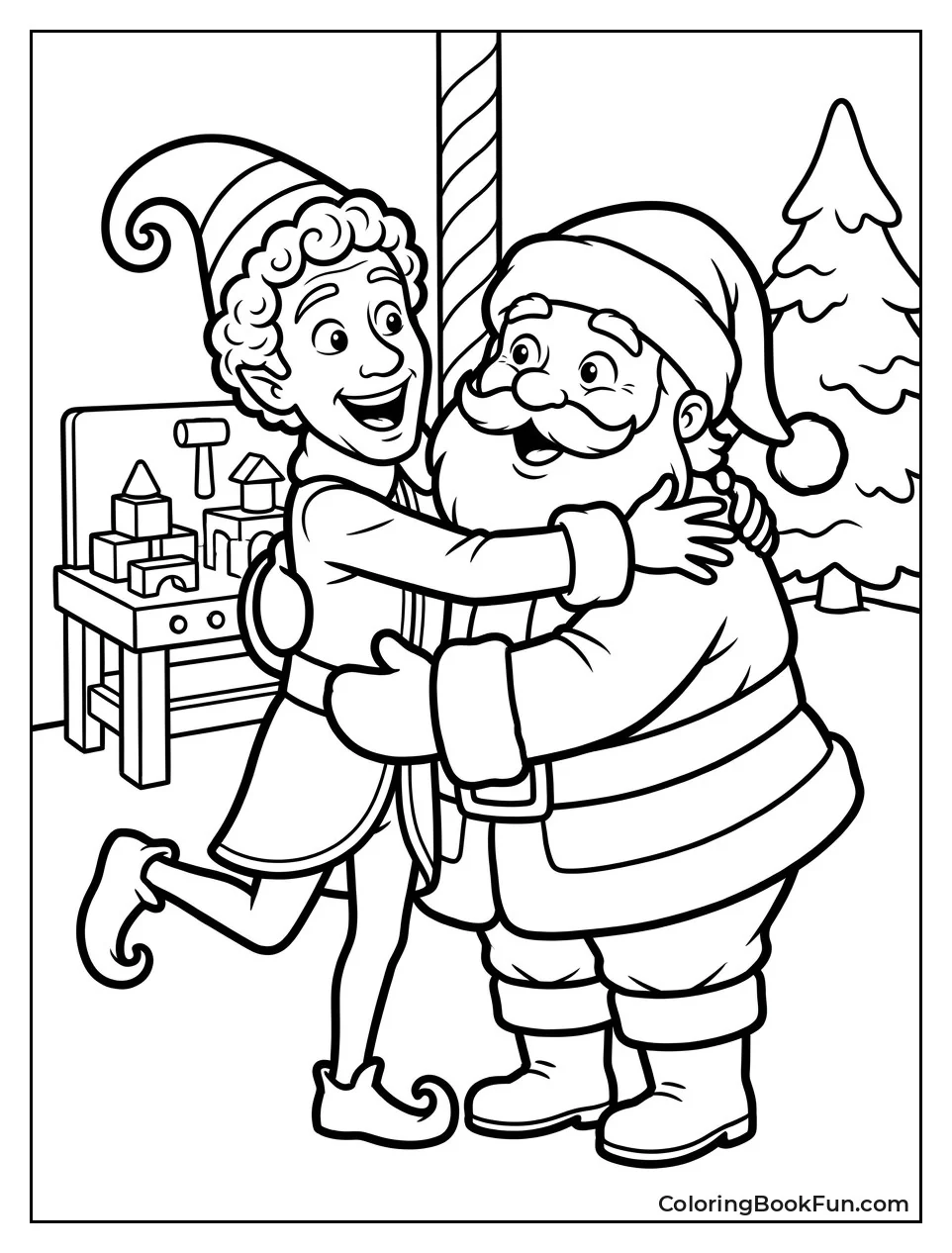 Buddy Giving Santa a Hug