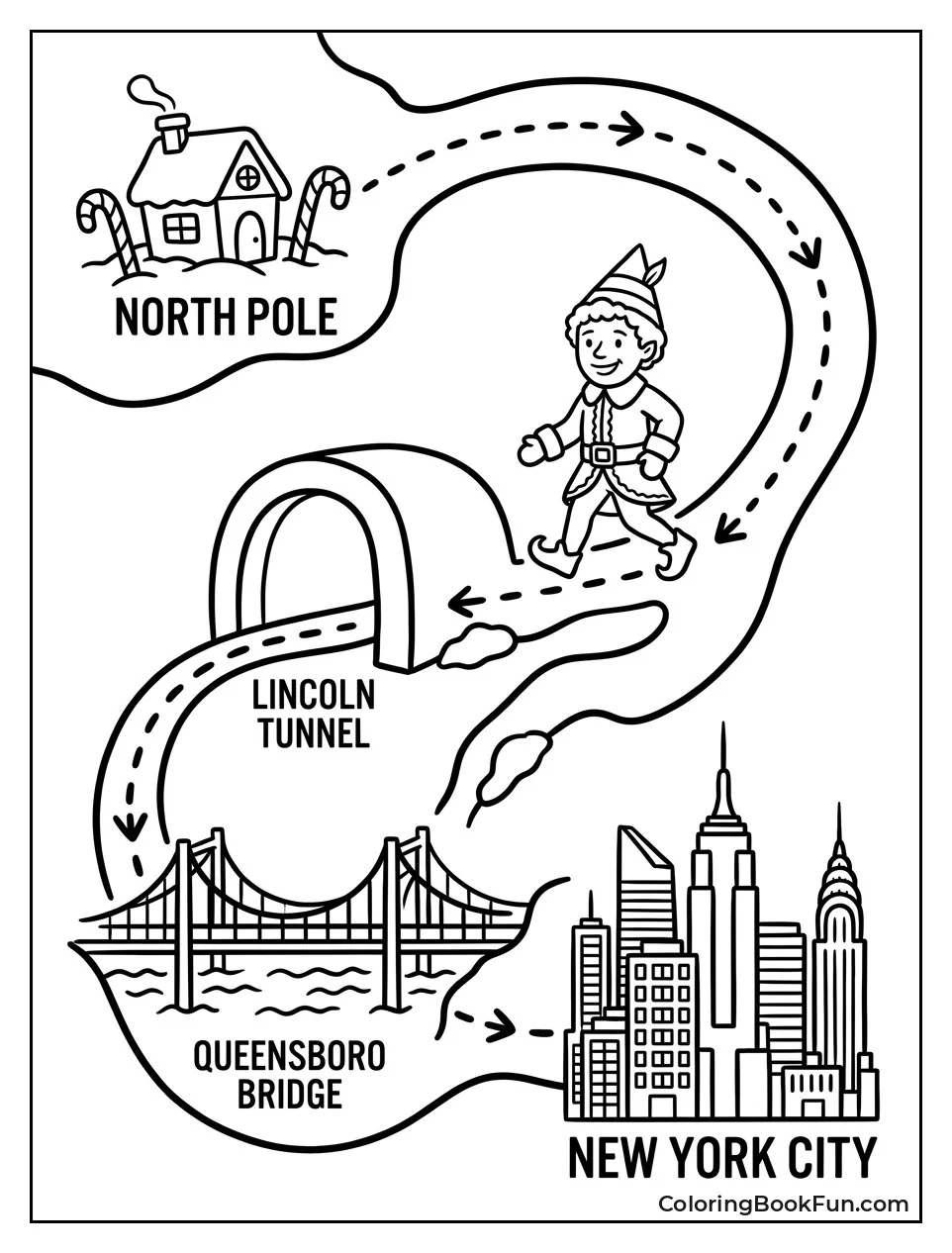 Map of Buddy's Trip to New York