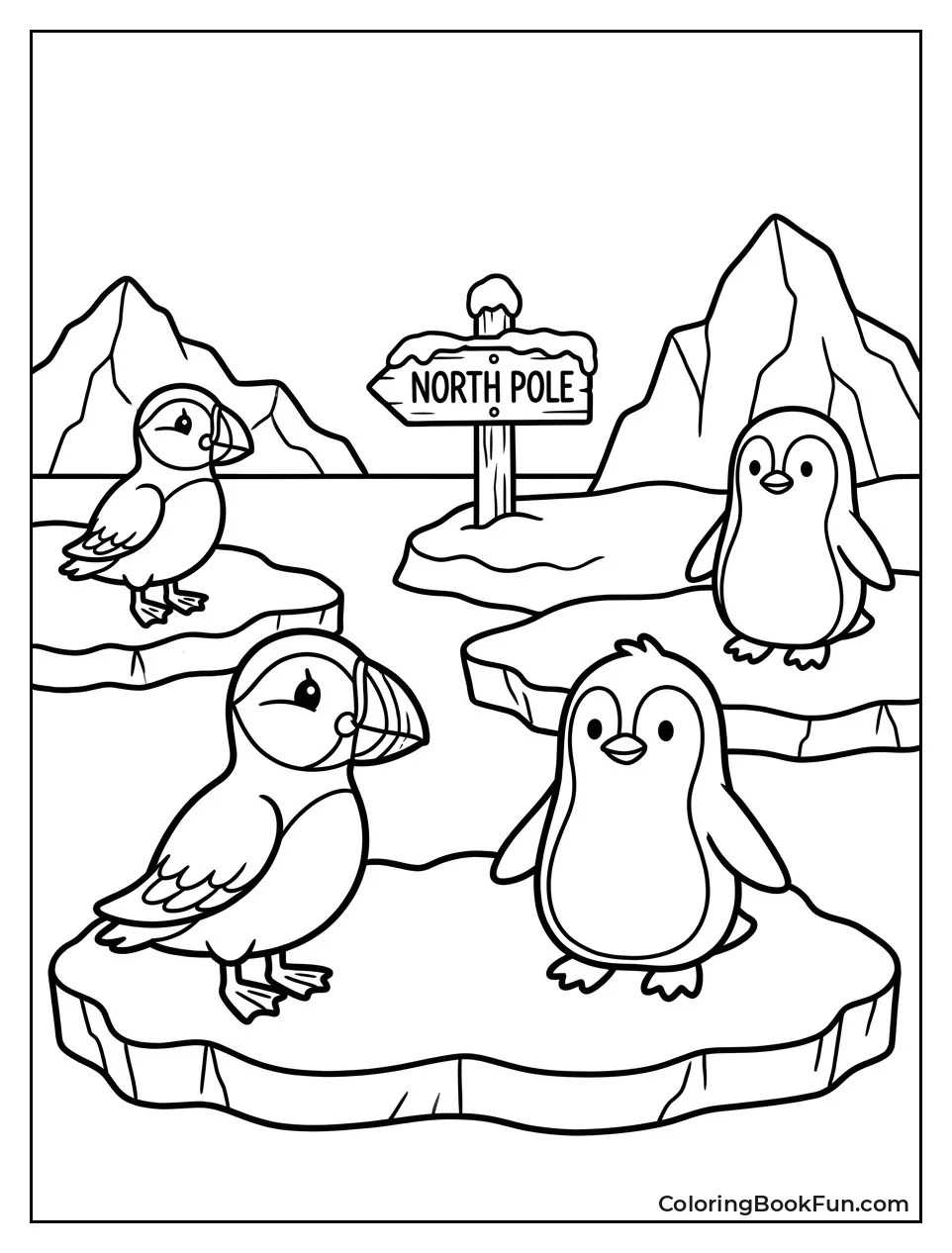Puffins and Penguins at North Pole