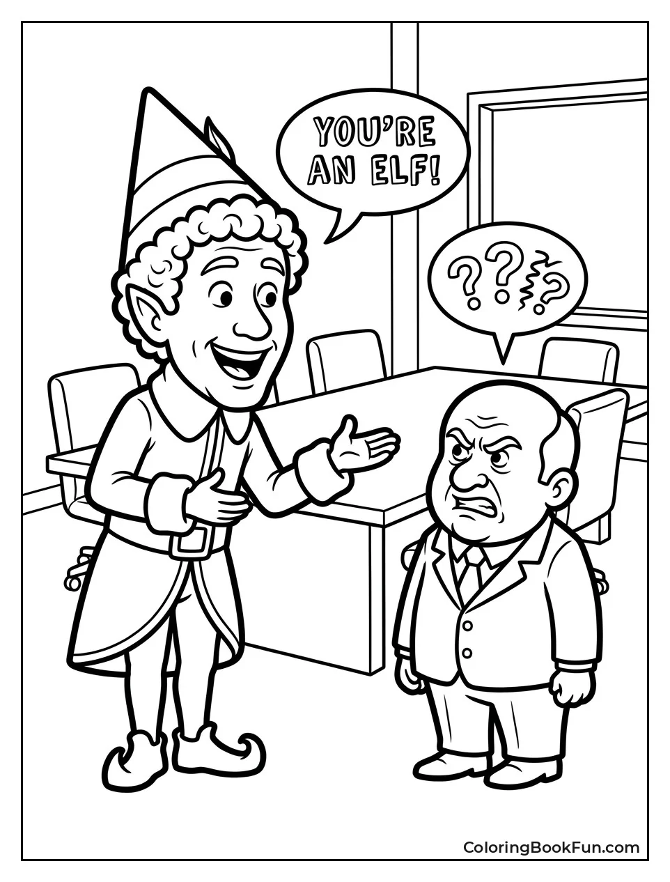 Buddy Calling Miles Finch an Elf