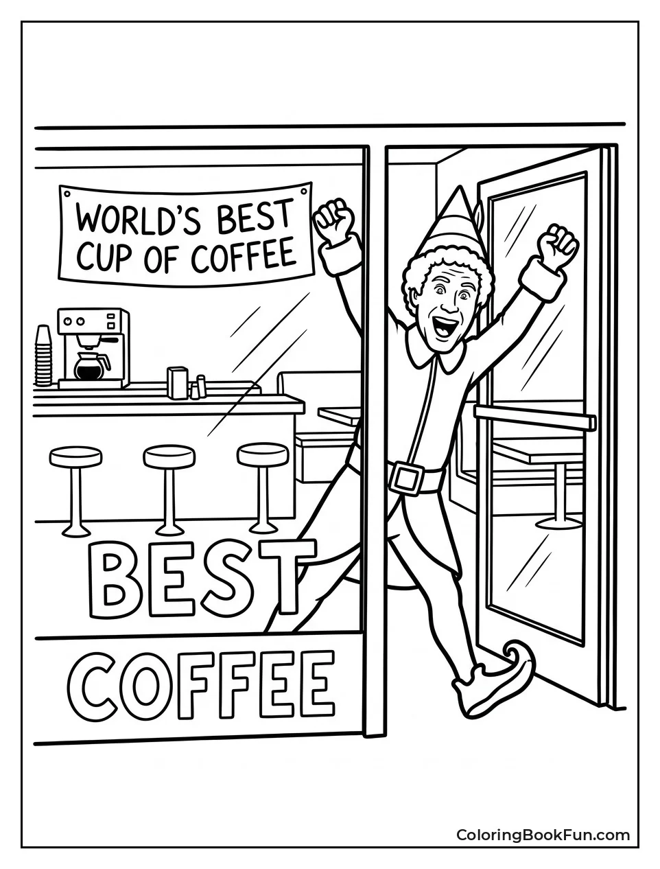 Buddy at World's Best Coffee Shop