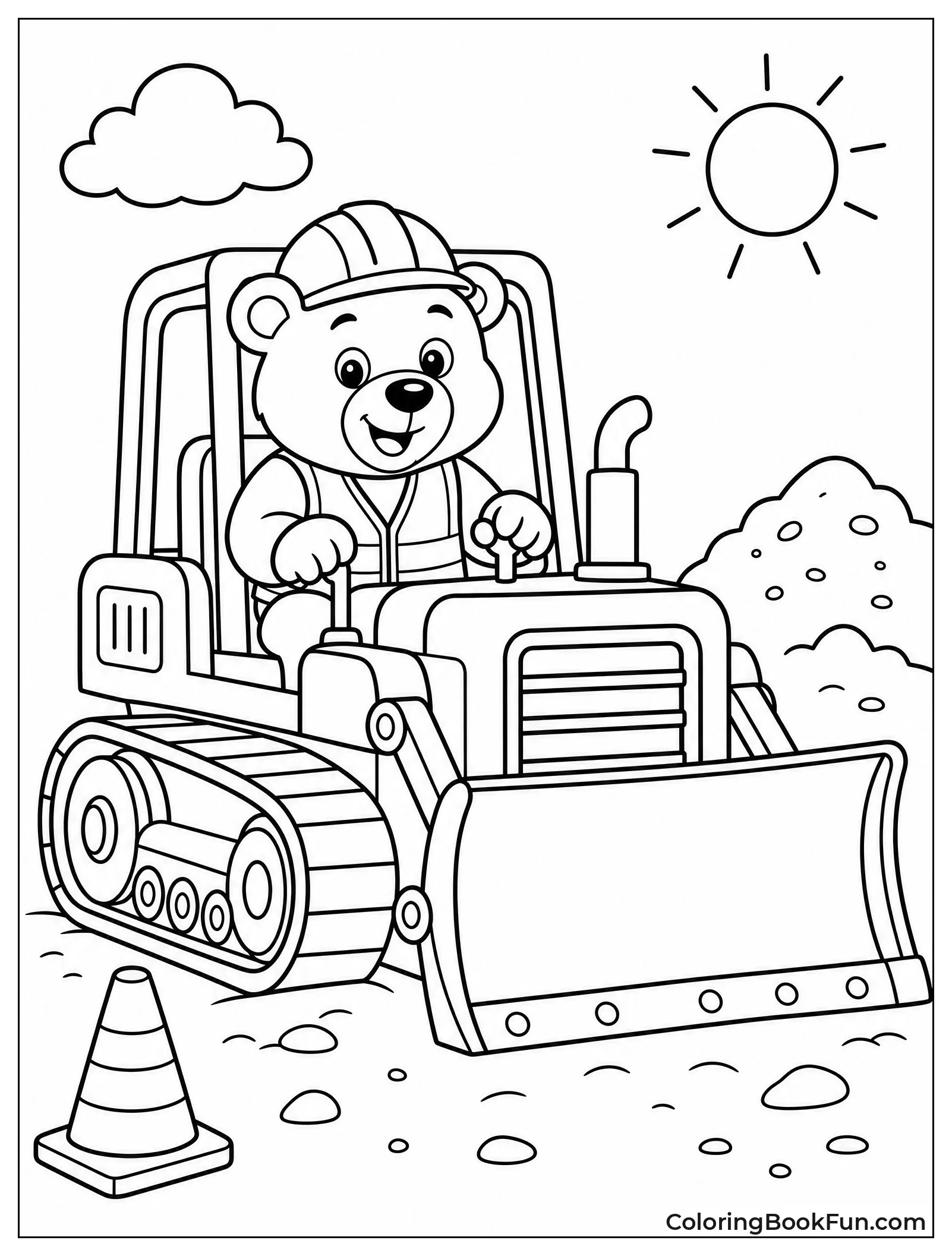 Bear Driving Bulldozer on Site