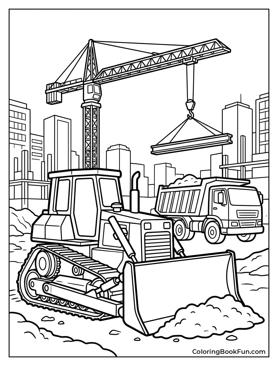Bulldozer at Busy City Site