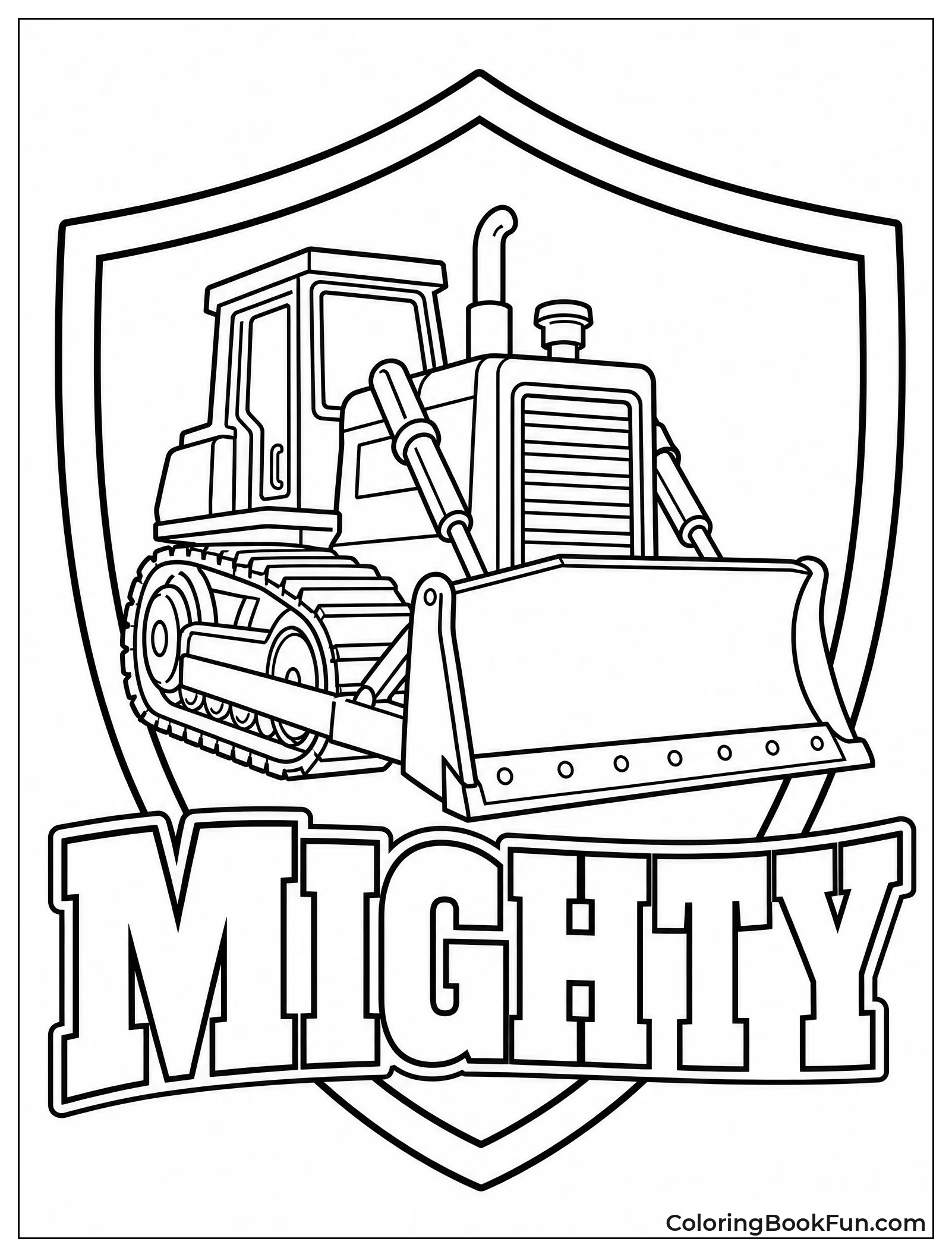 Bulldozer Silhouette in Shield Logo