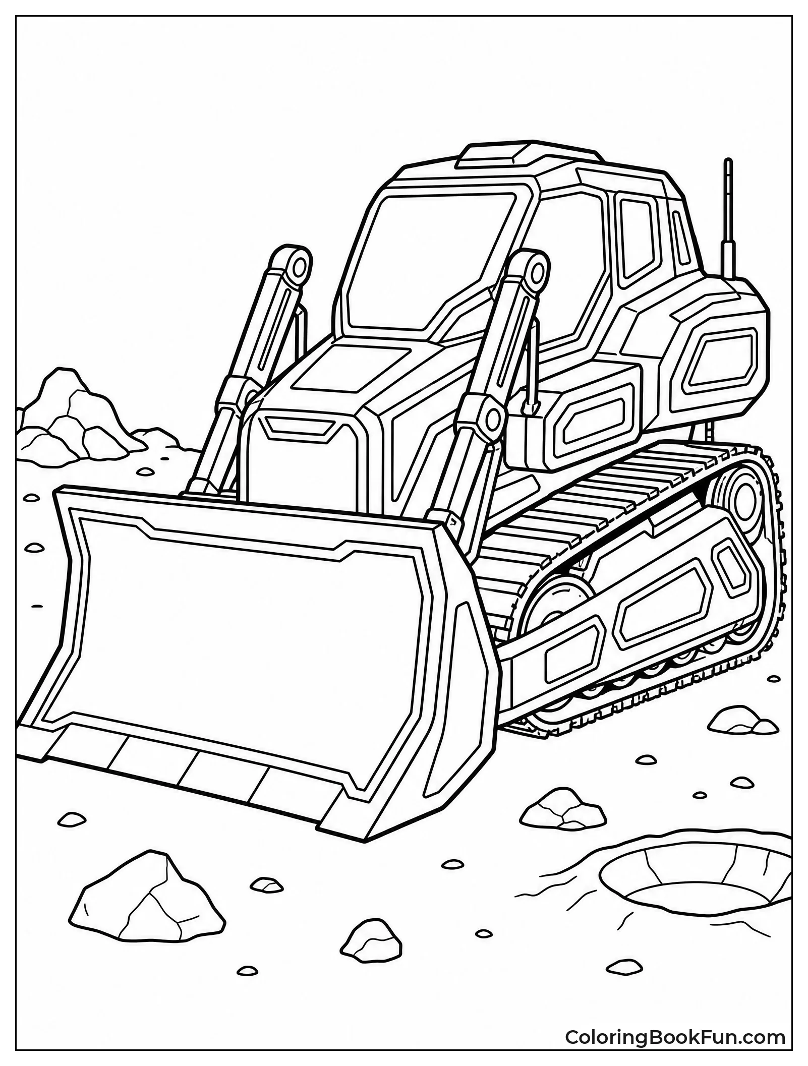Bulldozer Working on the Moon
