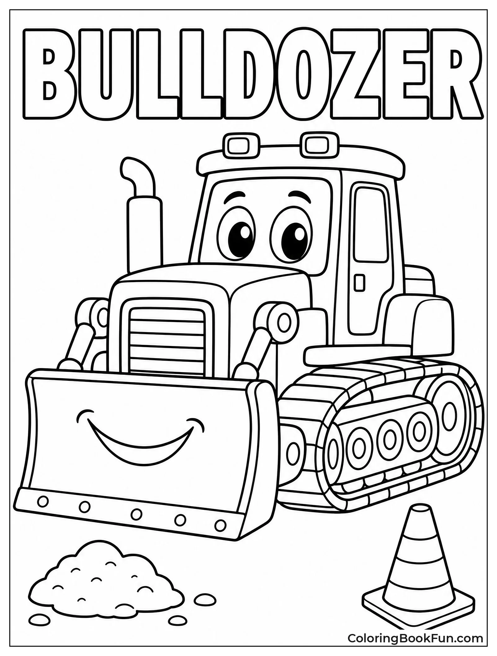 Cute Bulldozer with Big Eyes