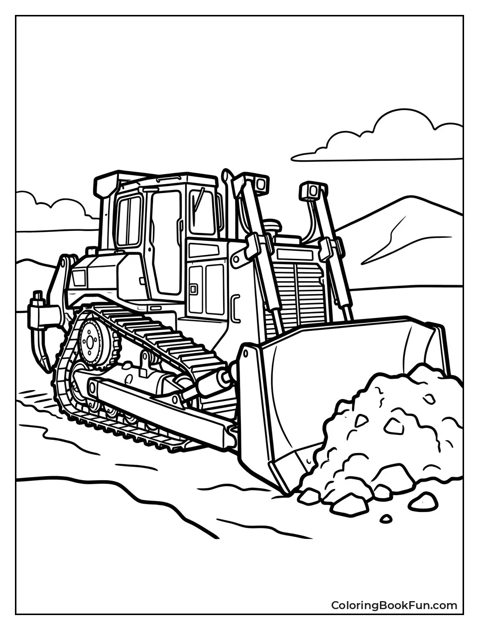 Bulldozer Pushing Dirt from Angle