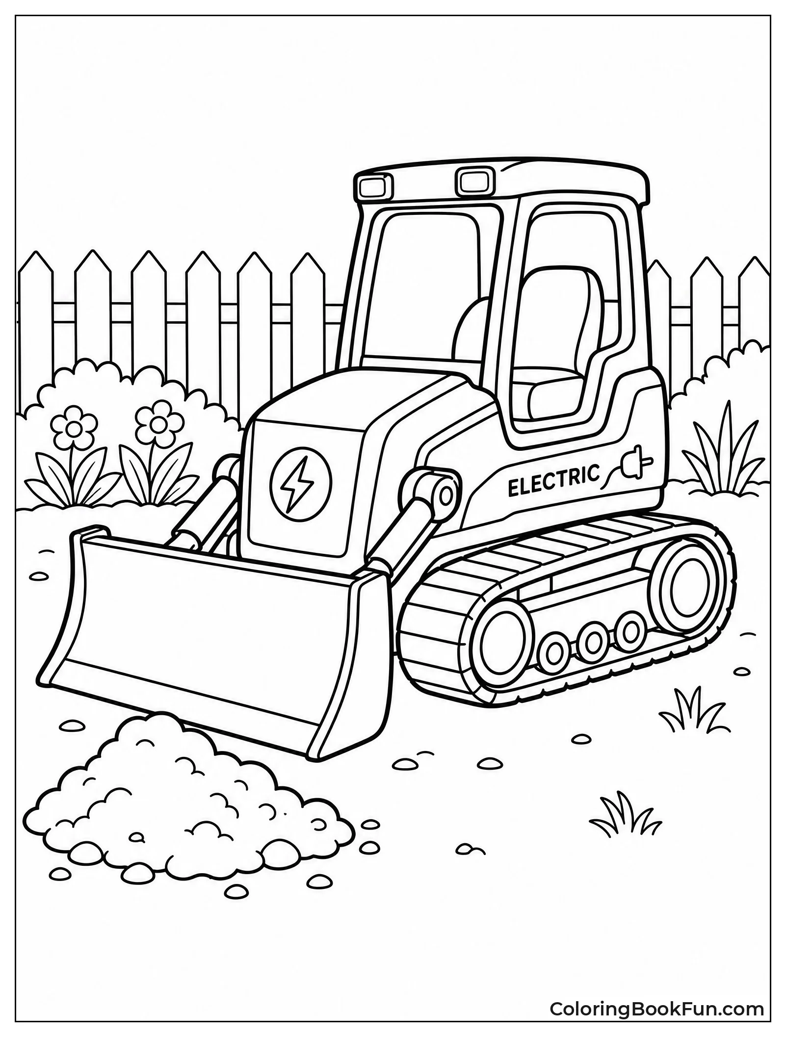 Small Electric Bulldozer in Yard