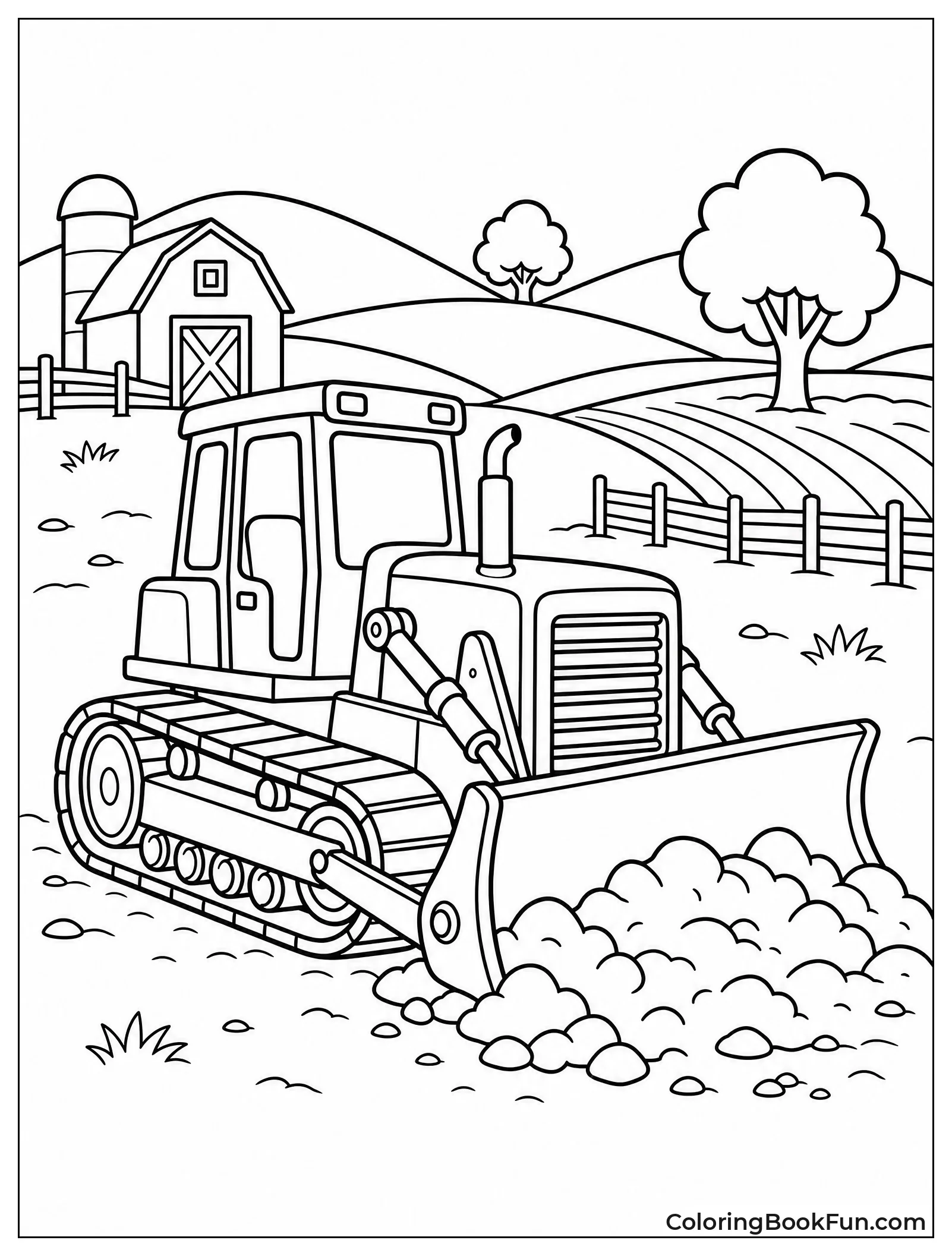 Bulldozer Clearing Land on Farm