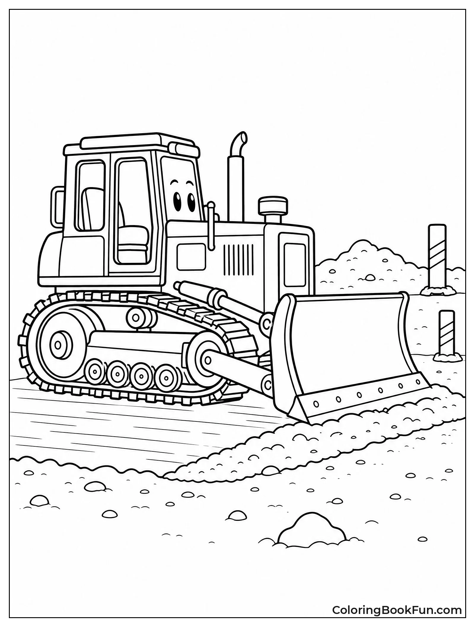 Bulldozer Leveling Ground for Road