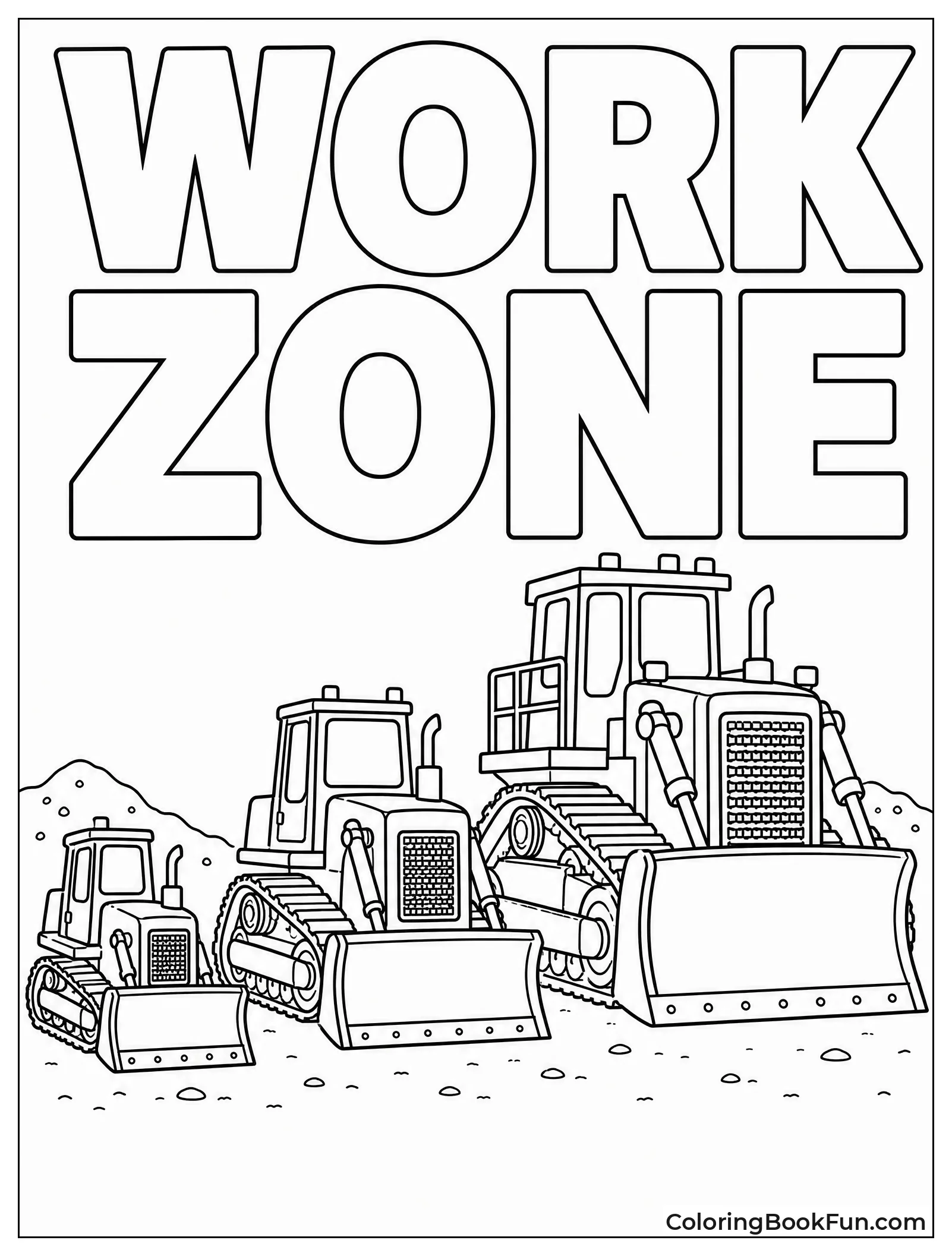 Three Bulldozers Parked in Row