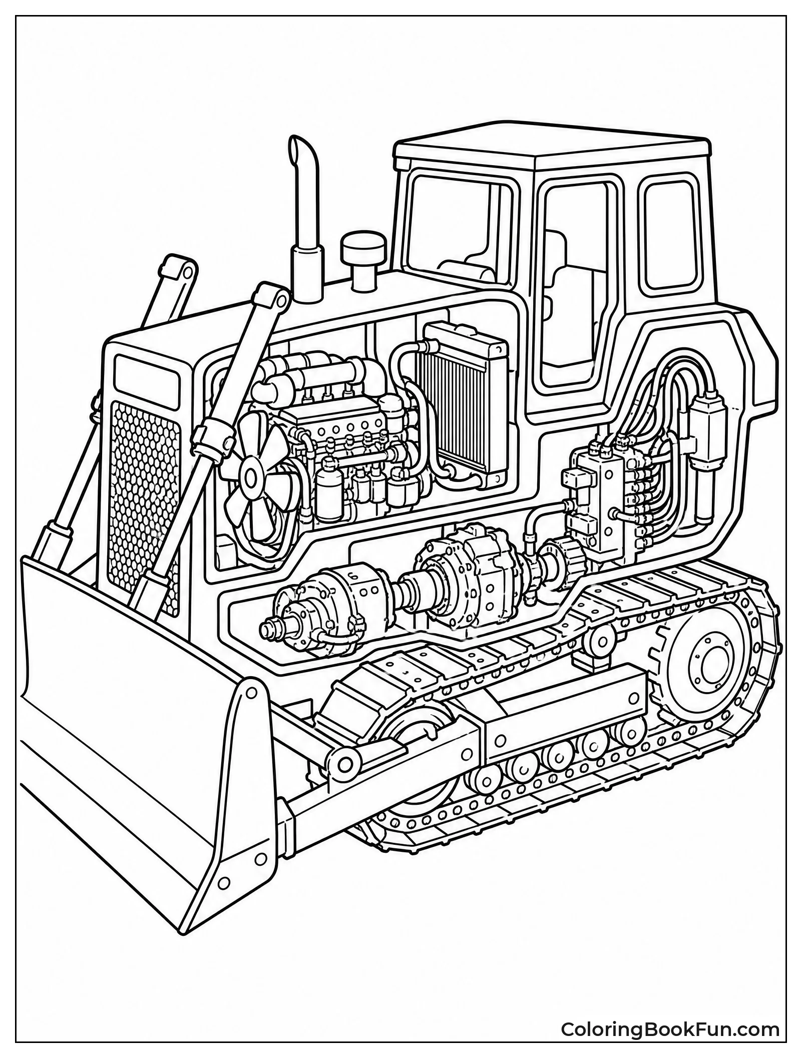Cutaway View of Bulldozer Engine