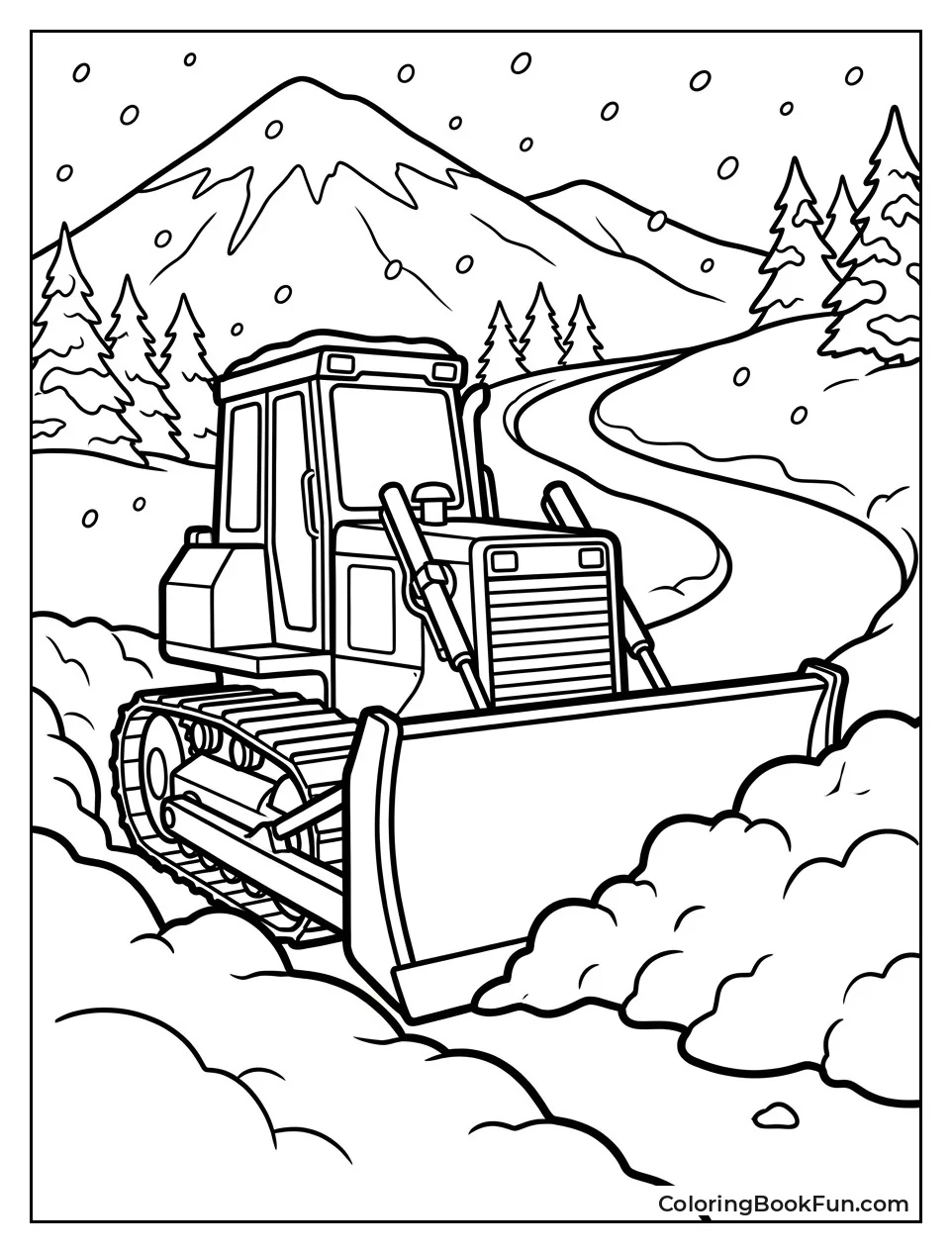 Bulldozer Clearing Snow in Blizzard