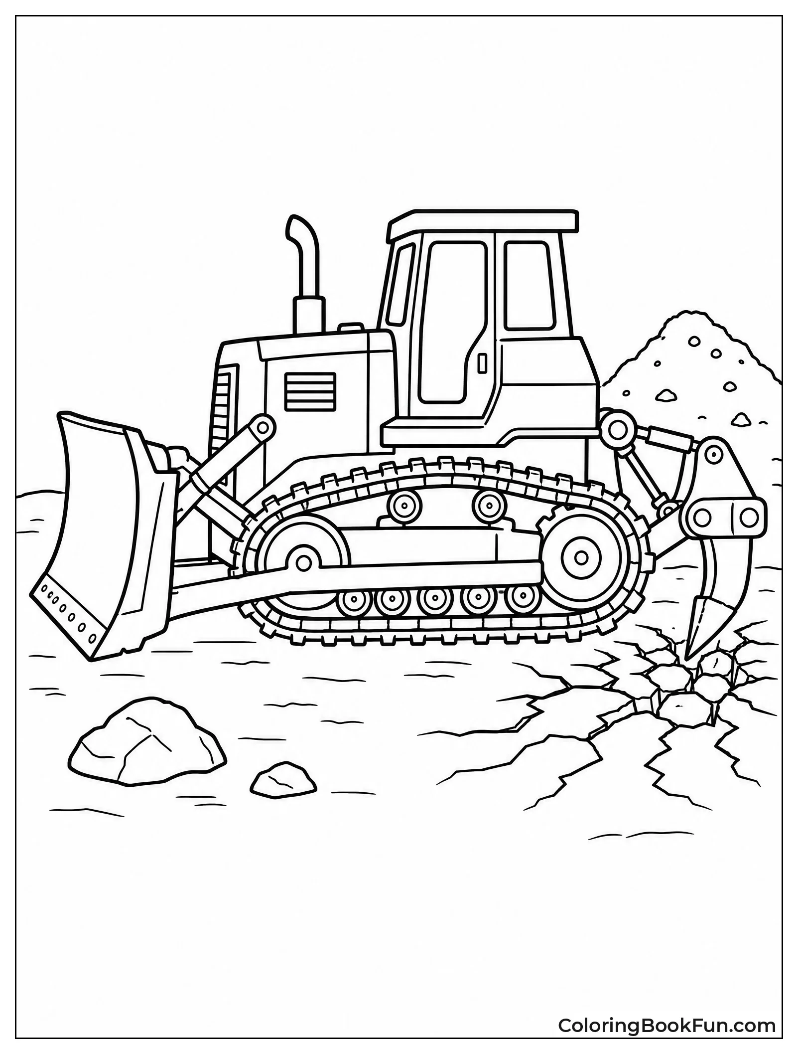Bulldozer Breaking Up Hard Ground