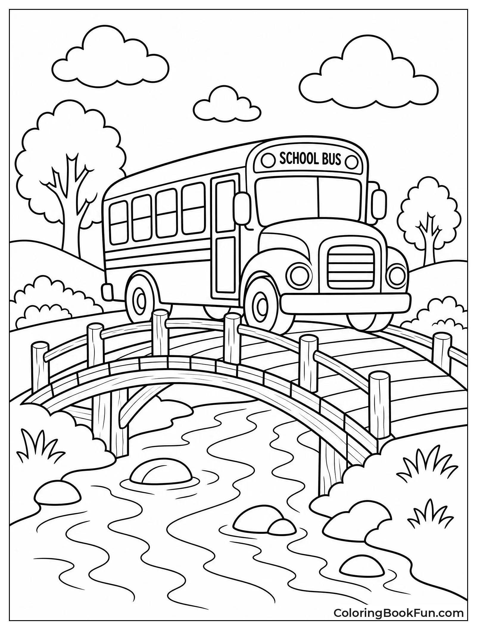Bus Crosses Wooden Bridge