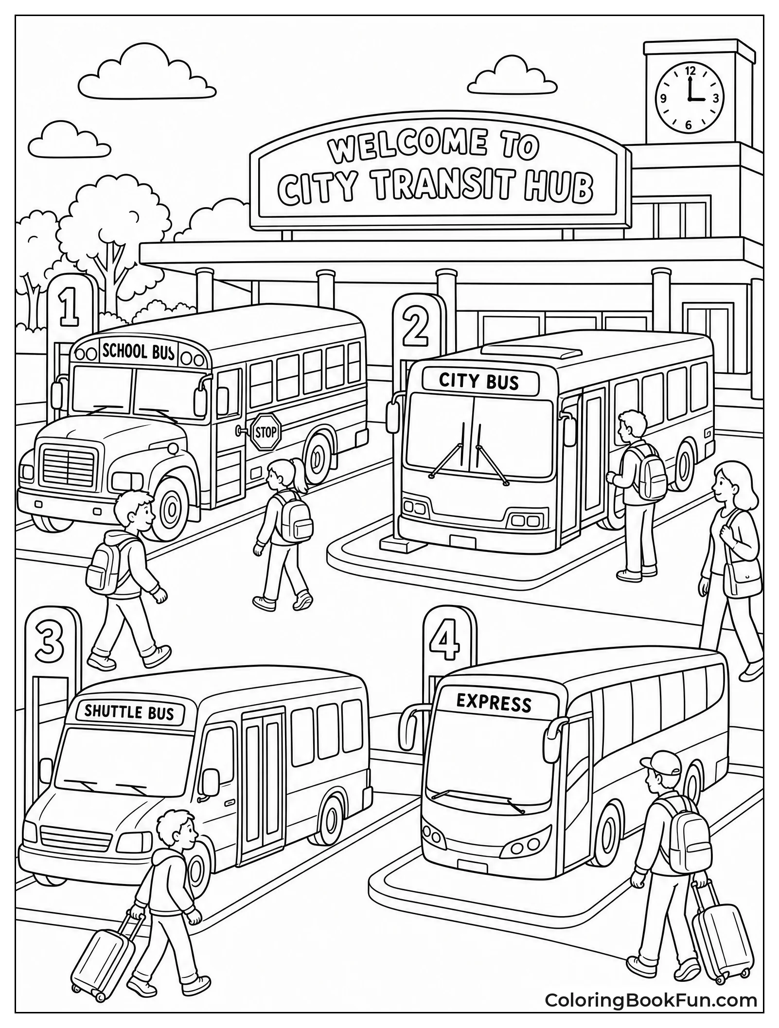 Buses Park At Busy Station