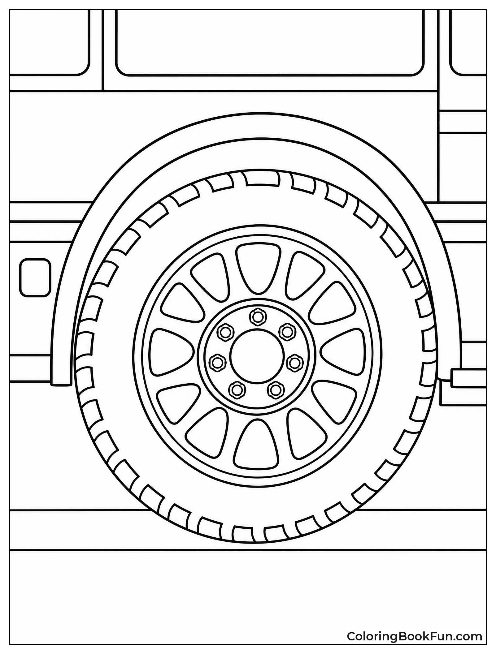 Close Up Of Big Bus Wheel