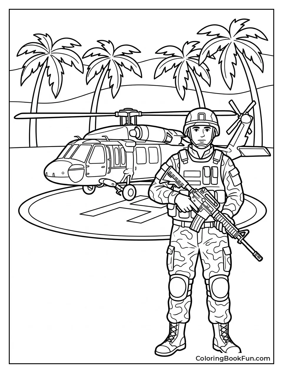 Soldier Near Helicopter