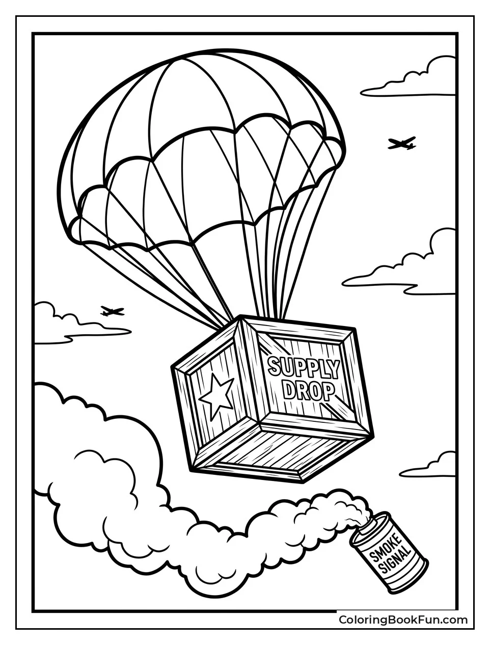 Crate Falling with Parachute