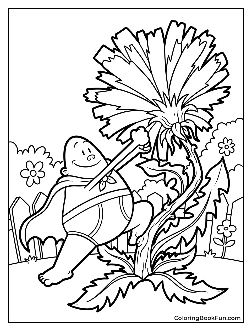 Captain Underpants Fighting Giant Dandelion