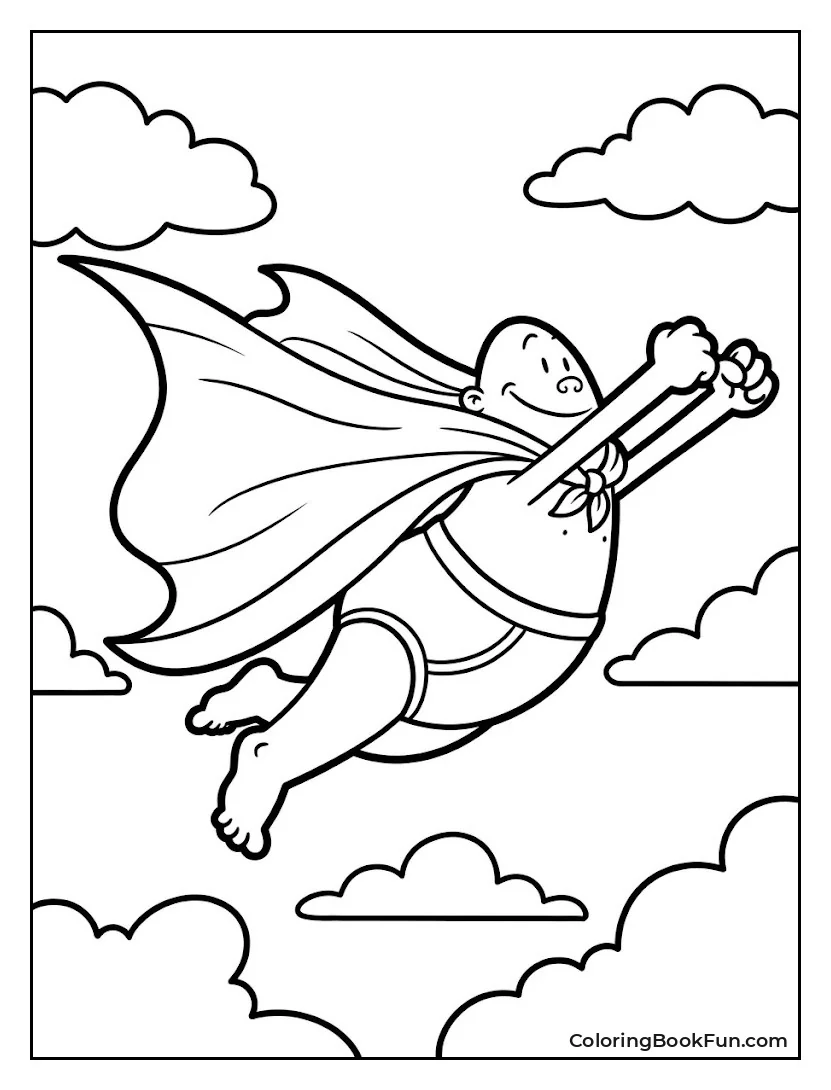 Captain Underpants Flying Through Clouds