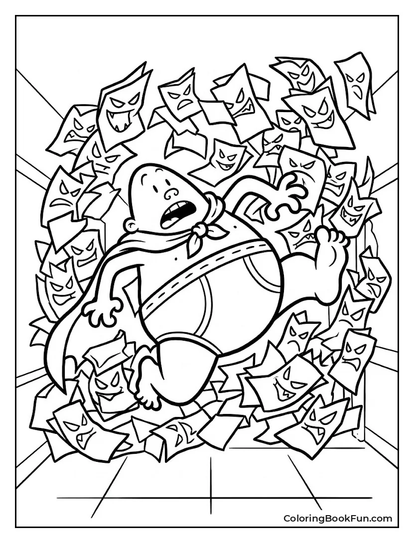 Captain Underpants Swarmed by Evil Napkins